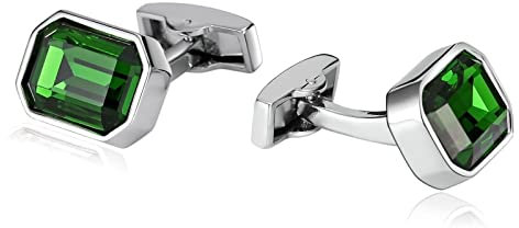 KnSam Manschettenknöpfe Herren Modern, Edelstahl Vieleck Cufflinks Set für Men hochwertiges Geschenk für Herren, Grün