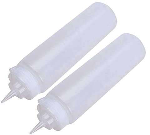 WETPET 2X Distributeur en Plastique Transparent Blanc de Bouteille de Compression de Sauce 250Ml avec Le Chapeau