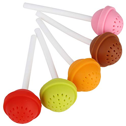 Infusor de té de Silicona de 5 Piezas, Colador de té con Forma de Piruleta Lindo, Filtro de Preparación de té, Regalo para los Amantes del té