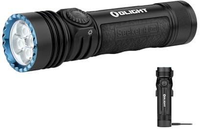OLIGHT Seeker 4 Pro LED Taschenlampe mit Holster, 4600 Lumen 260 Meter, USB-C Wiederaufladbare Lampe 15 Tage Akkulaufzeit, Tragbare Handlampe für den Alltag,Outdoor(Schwarz Kaltweiß)