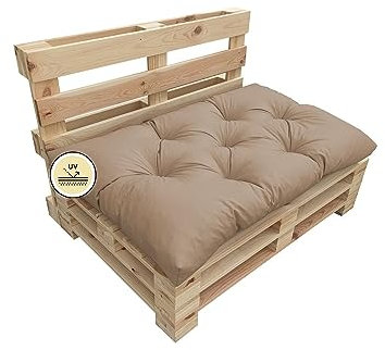 Palettenauflage UV-beständig Palettenkissen Schaumflocken Palettenpolster Palettenmöbel Palettensofa Rückenlehne Sitzkissen Seitenkissen Set viele Größen und Farben Sitzkissen 120x60x12 Karamel
