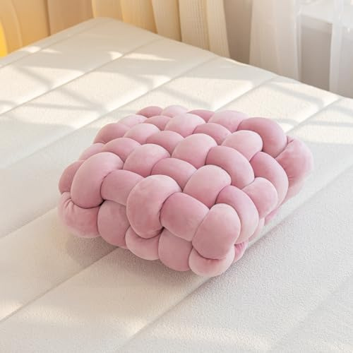 VanderHOME Gepolstertes Sitzkissen,knotenkissen, Geknotetes Kissen, Knot Kopfkissen, Plüsch Kissen Weiche,Stuhlpolster/Matratzenkissen für Stühle S-Hellrosa