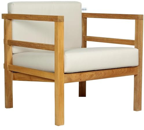Teako Design Gartensessel Pusiano aus Teak mit Armlehnen und Auflagen, Outdoor Möbel, FLEGT-Lizenziertes Teakholz, Gemütliche Loungelandschaft, wetterbeständig und pflegeleicht