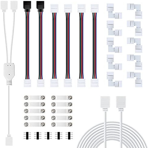 LED Strip Verbinder, Verlängerung, Eckverbinder, LED Streifen Befestigungsclips, Für 10mm 4 Polig RGB 5050