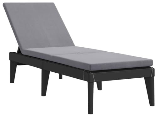 vidaXL Sonnenliege, Gartenliege Verstellbare Rückenlehne, Liegestuhl Liege mit Auflage, Relaxliege Strandliege Gartenmöbel, Anthrazit PP