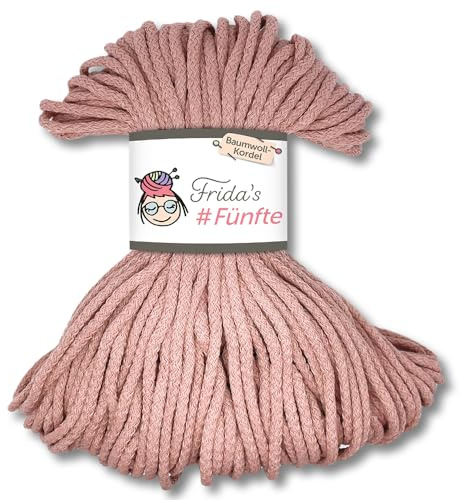 Frida's Wollhaus Frida's 250 g #Quinto cordoncino di cotone Ø 5 mm uncinetto maglia macramè 30 colori (792 | rosa antico)