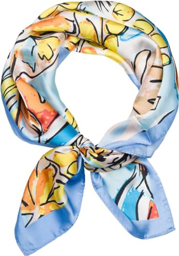 styleBREAKER Damen Halstuch Tropisch Popart Quadratisch, Hellblau