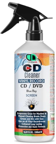 Vinyl LP Record Cleaner Solution | Antistatic Fluid Spray Bottle with Supersoft Microfibre Cleaning Cloth | Removes Dirt, Dust & Fingerprints (500ml Spray)