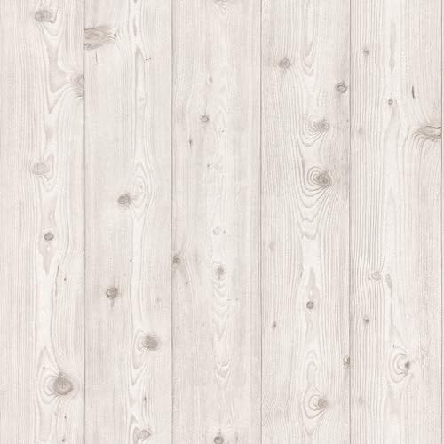 Rasch Papier peint 285208 - Papier peint clair aspect bois blanc crème - Grain de bois réaliste - 10,05 x 0,53 m