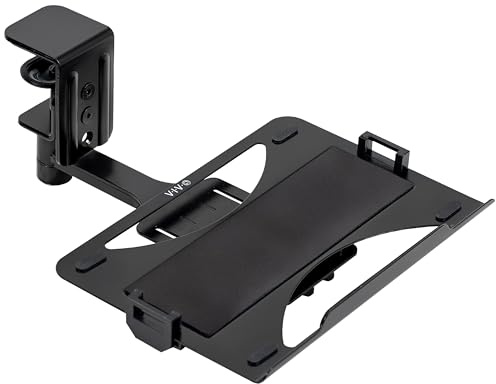 VIVO Clamp-on 12 x 9 inch Rotating Laptop Tray, Extra Sturdy Single Desk Swivel Clamp, Ergonomic Typing, Black, MOUNT-LAP1CB