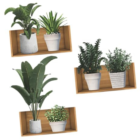 ULDIGI Adhesivos De Pared Plantas y Calcomanías Autoadhesivas De Pvc, Estampado De Plantas Verdes Maceta, Decoración Para Habitaciones y Sala De Estar, Juego De Pegatinas Para Pared
