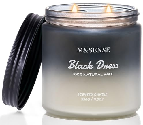 M&SENSE Schwarzer Kleid Duftkerzen Vanille für Männer 2-Docht-Großkerze Sojawachs 330g 70 Stunden lang anhaltend männliche Kerzen Geschenk für Männer Weihnachten MSSDOEU1O1 AuthenticGingerbread