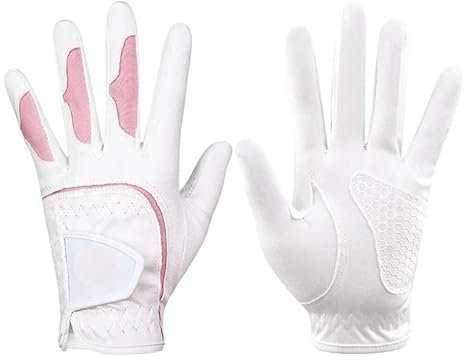 LSHIJI Golfhandschuhe Golfhandschuhe for Damen, for die Linke und rechte Hand, atmungsaktiv, mit Handflächenschutz, Sporthandschuhe, rutschfest, Golfhilfen Golfhandschuh(Pink,18)