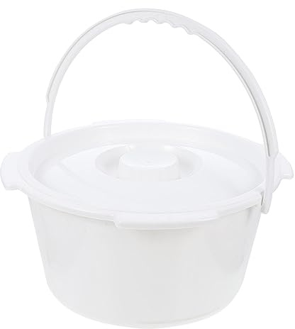 Didiseaon Orinal para Adultos Tapa y Asa Gruesa, Cubo Portátil de Pp Blanco, Ligero y Fácil de Limpiar para Mayores en Casa | Blanco, Portátil y Ligero, Fácil de Limpiar y Guardar, Cubo para Orina de Uso Diario