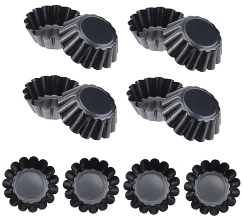 NAMOARLY 12pcs Non-Stick Carbon Steel Mini Tart Molds Cake Muffin Baking Cups Flower Tart Pans