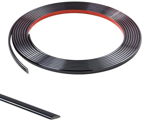 5M Schwarz Kachelkantenleiste Zierleisten Selbstklebend Tapetenrand Wandperlenleiste Dekorative flache Kante Flexible PVC Vollendungsleisten für Wandkacheln,Decke,Spiegel,Schrank,Platte,10mm