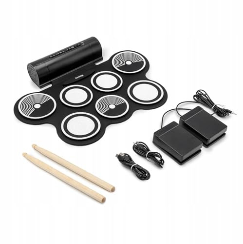 Huslog Elektronische Schlagzeug, Tragbares, Aufrollbares, Schlagzeugpad, Sticks, Kinder