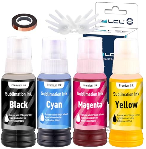 Sublimationstinte Nachfüllpackung kompatibel für Epson EcoTank et 1810 2810 2820 2850 2830 2815 4810 Drucker ET-3700 for Heat Transfer Mug,Tumbler,T-Shirts(Autofill/Upgrade Version/ICC Free)