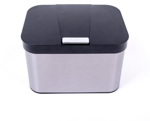 Glasdon Centrum Steel Food Waste Bin 4.3L Compost Caddy Food Recycling Bin | With Push Button, Easy to Clean Removable Liner, Odour Seal Food Caddy for maximum hygiene. For most compostable bags