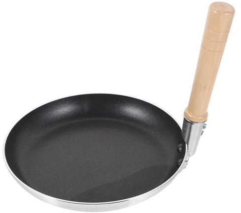 Alipis Padella Gira Frittata Mini in Alluminio e Legno, Antiaderente | Pratica per Uso Domestico e Ristorante, Riscaldamento Uniforme, Multifunzione per Cotture Rapide