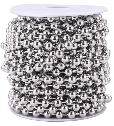 LuoAXINN 10 m/Rolle 1,5–10 mm Edelstahl-Perlen-Kugelketten for DIY-Schlüsselanhänger, Halskette, Schmuckherstellung, Zubehör für Schmuckherstellung(4mm)