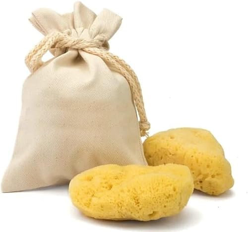 Natural Mediterranean Body Sponge, Non-Synthetic (5 Pieces - Large 6-7 cm Menstrual Sponge)