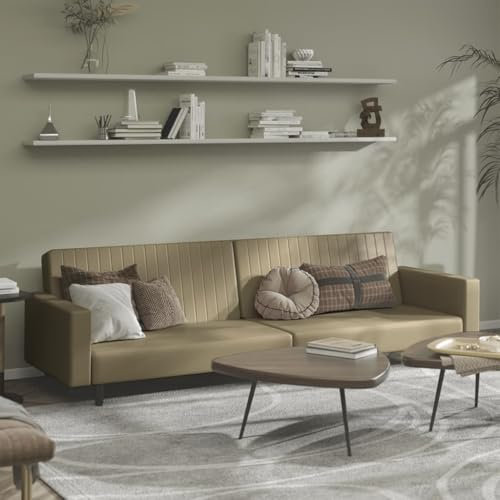 MOBCANT Schlafsofa 2-Sitzer Cappuccino-Braun Kunstleder Sofagarnitur Couch Modulares Sofa Polstergarnitur für Büro Wohnung Schlafzimmer Hotel