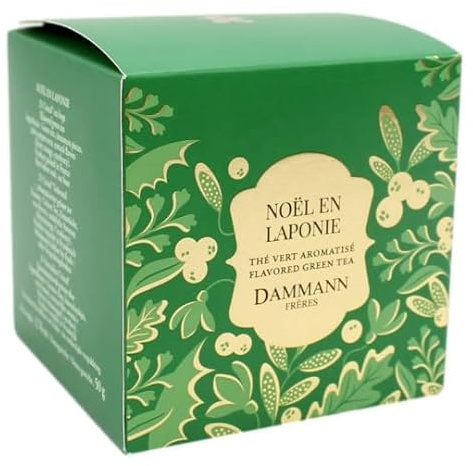 Dammann Christmas Tea Green - Noêl en Laponie - Thé Vert Aromatisé Cannelle, Canneberge, Orange - 25 sachets cristal