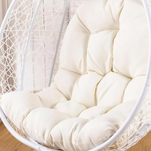 Genérico Cojín de Repuesto para Silla Colgante, Cojín de Jardín para Columpio Colgante Funda de Repuesto para Cojín de Exterior Respaldo para Hamaca Silla Columpio,Blanca