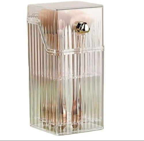 Rersduyt Makeup Brush Storage Tube Dust-Proof Loose Powder Brush Storage Box Desktop Eyebrow Pencil Blush Cosmetic Bucket Easy Install,C