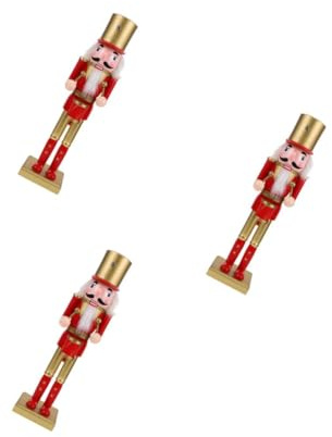PRETYZOOM 3 Piezas Adorno de Cascanueces Decoraciones navideñas de Cascanueces alemanes de Navidad Madera Rojo