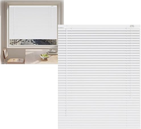 LGHSWDQ Alu-Jalousie Anpassbare, 25 40 60 80 100 120 150 180 200 215 cm Aluminium-Jalousien Horizontal Sichtschutz für Innen, 25mm Lamellen Fensterjalousie Verdunkelung für Schlafzimmer(Weiß)