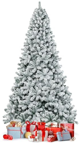 HOMFME Sapin de Noel 270cm, Sapin de Noël Artificiel Neige en PVC avec 1498 Branches & Support en Métal, Décoration Noël Maison Boutique Bureau (270cm)