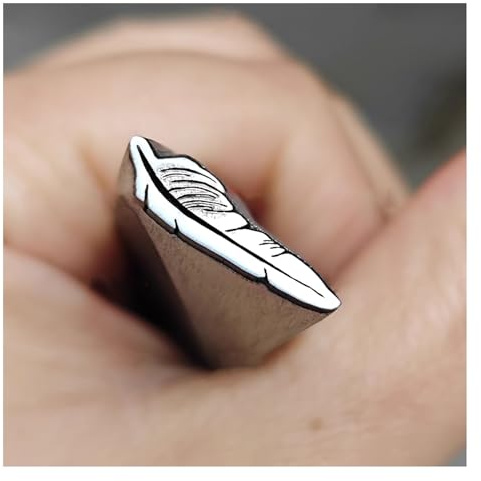 CYHTYM Schlagzahlen Kreatives Federmuster Metallstempel-Stempelwerkzeug, Gold, Silber, Schmuck, Leder, Kunststoff, Holz, Stahlstempel-Schnitzform(5.2x12mm)