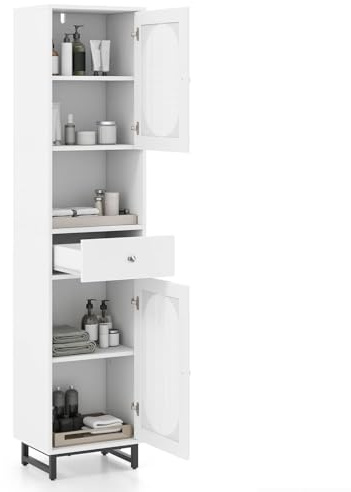 Multigot Bathroom Tall Cupboard (White)