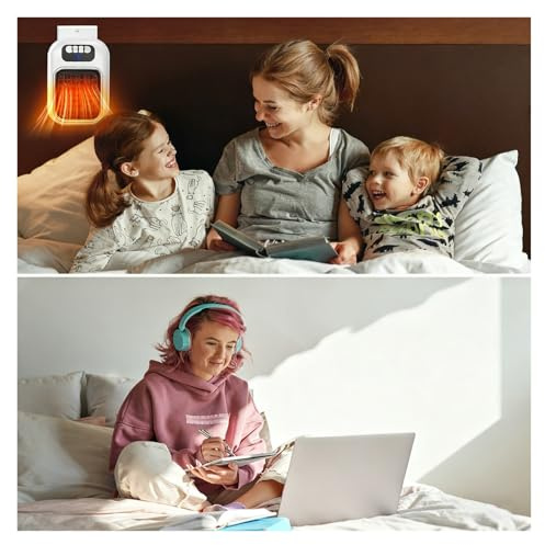 Riscaldatore da Parete con Spina, Termoventilatore a Basso Consumo da 400 W con Telecomando e Timer, Riscaldatore In Ceramica Ultra Silenzioso for Camera da Letto, Bagno, Ufficio(Black)