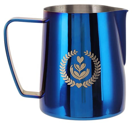 350 ml Kaffee-Kunsttasse mit spitzem Mund, Milchaufschäumkrug aus Edelstahl 304 für den Heimgebrauch (Blau)