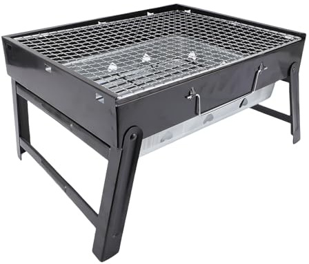 Luocute Gril à Charbon Portable, Barbecue Pliable Compact avec Grille Extractible pour un Ajout Facile de Charbon de Bois, Cuisine en Plein Air, Camping, Pique-nique, Jardin