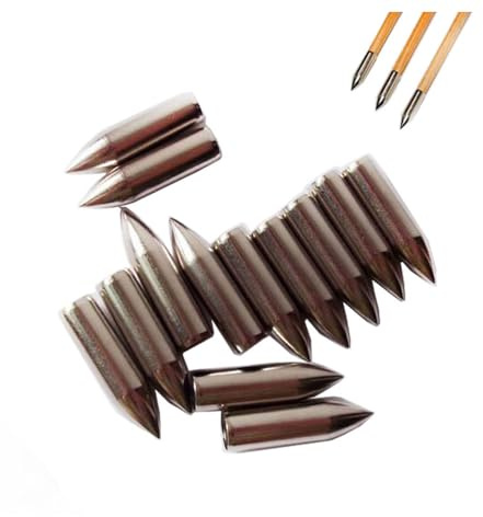 FQH 30pcs Arrowheads 70/75/80Grain OD 8mm Wooden Arrow Bamboo Shaft Points Target Archery Hunting Shooting Practice Broadhead (Silver)