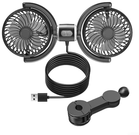 Ventilateur de voiture USB adapté aux voyages offrant trois options de vitesse et un design entièrement rotatif pour plus de confort