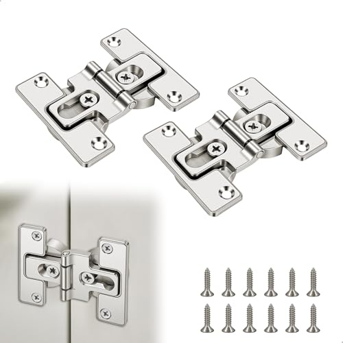 Bisagras Puertas Cocina, 180 Grados Bisagras Armario, Pack de 2 Bisagras Armario, Ajustable Bisagra Puerta Cocina con Tornillos Para Puertas de Armarios, Cajoneras y Percheros