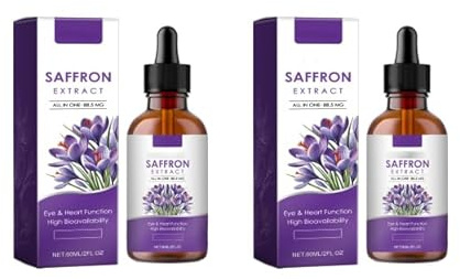 extracto líquido de azafrán| (88,5 mg) Extracto puro de azafrán | para apoyo al estado de ánimo, energía, concentración y visión | - 2 onzas líquidas,2Pcs