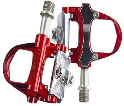 EYJOUTXGG XRF07MC automatisk pedal av magnesiumlegering för landsvägscykel, 235 g, med 2 par kompatibla klackar, självlåsande pedal(röd)