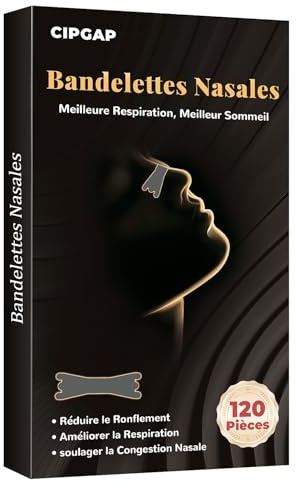 CIPGAP 120 Pièces Bandelette Nasales Premium, Nasal strips dilatateur Nasal, Améliore la respiration contre le ronflement, Forte tenue pour le sport & meilleure qualité de sommeil