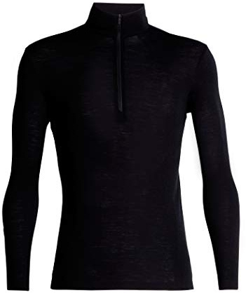 Icebreaker Herren Everyday Langarmshirt mit halben Reißverschluss - Funktionsshirt Herren - 100% Merinowolle Base Layer - Schwarz, XL