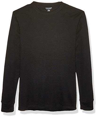 Amazon Essentials Men's Regular-Fit Long-Sleeve Waffle Shirt, Black, XL