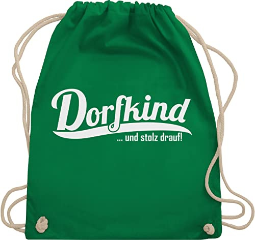 Shirtracer Turnbeutel Rucksack - Sprüche Statement mit Spruch - Dorfkind und stolz drauf I Landleben I Dorfkinder - Unisize - Grün - rucksäcke bin beutel+rucksack+mit+sprüchen sprueche dorf beutel