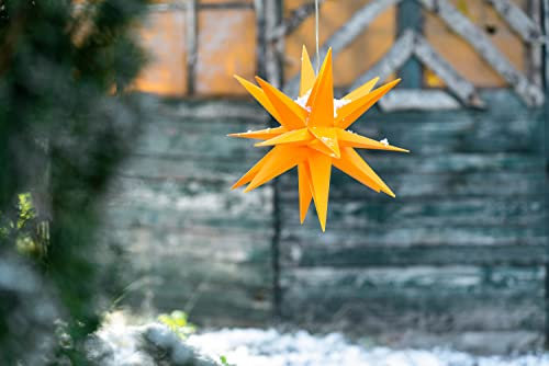 Novaliv Weihnachtsstern Dekostern 40cm GELB für AUSSEN Kabel mit Trafo & Timerfunktion 3D Stern 18 Zackig Leuchtstern Weihnachtslicht Winterbeleuchtung 3D Stern Weihnachtslicht Xmas Lights