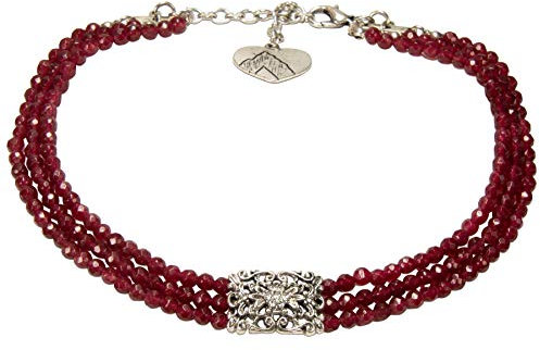 Alpenflüstern Trachten-Perlen-Kropfkette Edda - nostalgische Trachtenkette, eleganter Damen-Trachtenschmuck, Dirndlkette rot DHK217