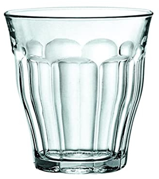 Duralex 12 Piece Picardie Boisson Tumbler Lunettes Set - Gobelets en Verre trempé pour l'eau, jus, Whisky - Gris - 250ml